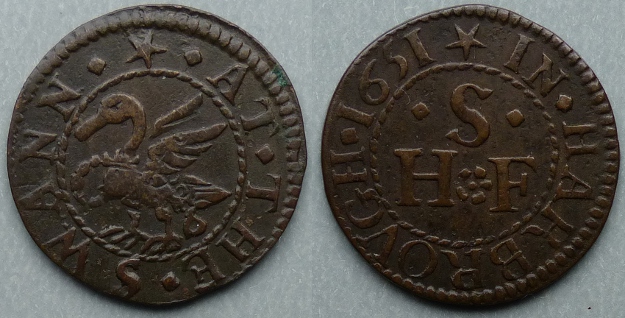 Market Harborough, H S (F) AT THE SWANN 1651 farthing Market Harborough, H S (F) AT THE SWANN 1651 farthing